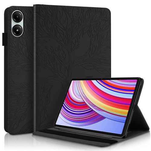 F�r Xiaomi Redmi Pad Pro 12.1 Zoll aufstellbare Baum Muster Kunstleder H�lle Tasche Case Schwarz