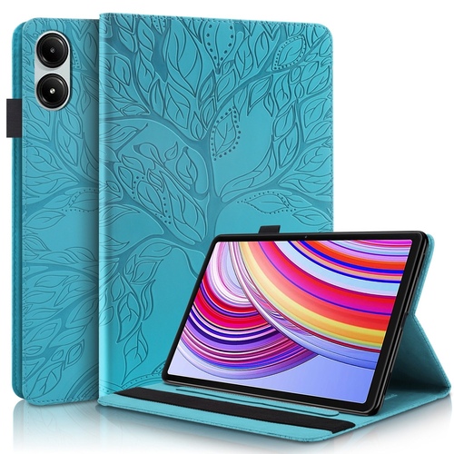 F�r Xiaomi Redmi Pad Pro 12.1 Zoll aufstellbare Baum Muster Kunstleder H�lle Tasche Case Blau