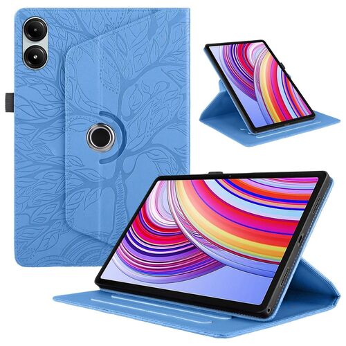 F�r Xiaomi Redmi Pad Pro 12.1 Zoll 360 Grad Rotation aufstellbare Baum Muster Kunstleder H�lle Tasche Case Blau