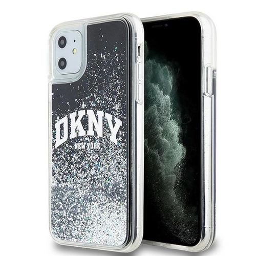 DKNY Liquid Glitter Big Logo Case f�r Apple iPhone 11 / XR Schwarz / Glitzer