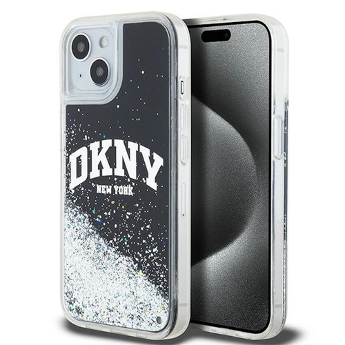 DKNY Liquid Glitter Big Logo Case f�r Apple iPhone 13 / 14 / 15 Schwarz /Glitzer