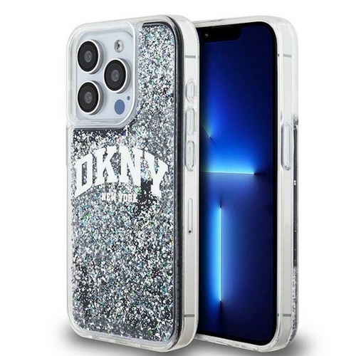 DKNY Liquid Glitter Big Logo Case f�r Apple iPhone 14 Pro Schwarz / Glitzer