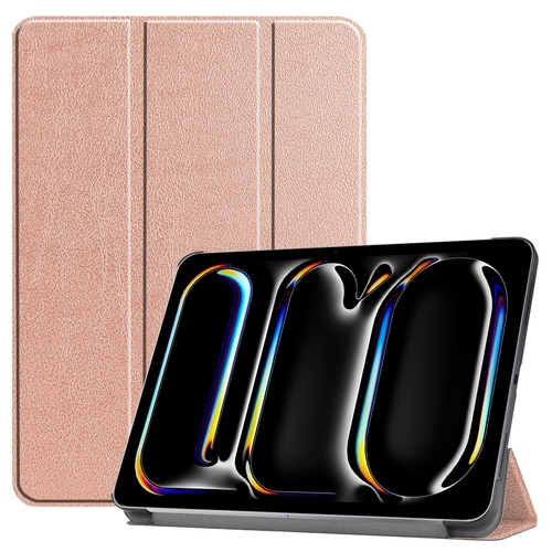 F�r Apple iPad Pro 11 2024 3folt Wake UP Smart Tasche H�lle Rose Gold