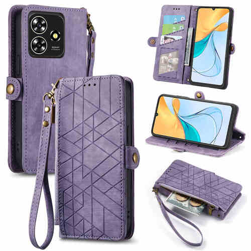 F�r ZTE Blade A73 4G Kunstleder Zipper Wallet Tasche mit Schlaufe Schutz H�lle Case Cover Lila