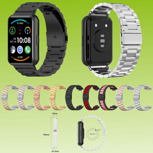 F�r Huawei Watch Fit 4 / 4 Pro / 3 hochwertiges Three Bead Edelstahl Metall Ersatz Arm Band