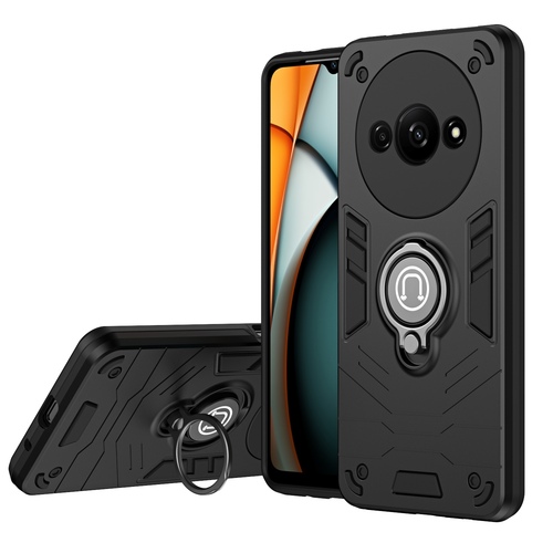 Fr Xiaomi Redmi A3 Magnet Ring Cover Handy Hlle Tasche Case Schwarz