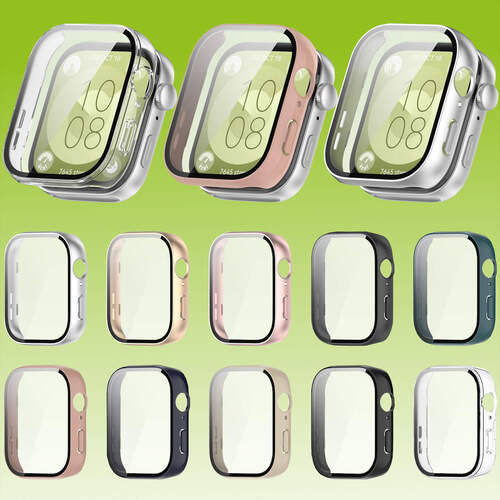 F�r Huawei Watch Fit 3 Kunststoff Smart Watch H�lle + H9 Schutz Hartglas