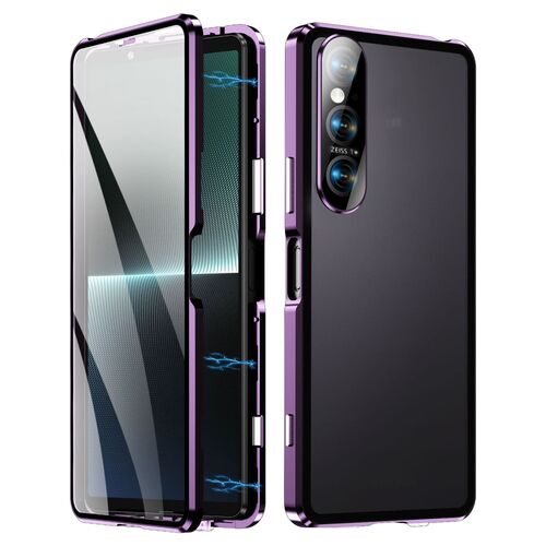 F�r Sony Xperia 1 V Beidseitiger 360 Grad Magnet Glas H�lle Bumper