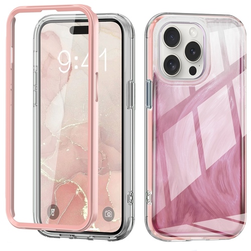 F�r Apple iPhone 15 Pro Max Feder Design Bumper TPU Schutz H�lle Pink