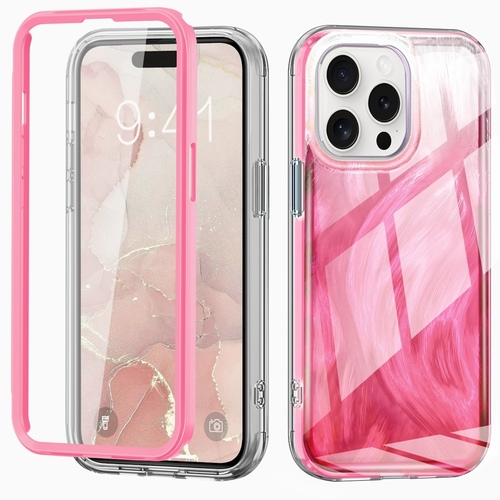 F�r Apple iPhone 15 Pro Feder Design Bumper TPU Schutz H�lle Case Rosa