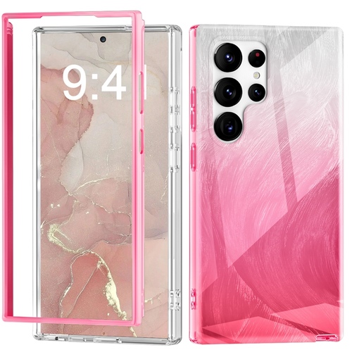 F�r Samsung Galaxy S24 Ultra Feder Design Bumper TPU Schutz H�lle Rosa