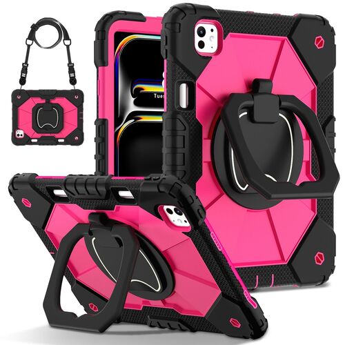 F�r Apple iPad Pro 11 2024 Robuste Hybrid 360 Grad Tasche Case Pink