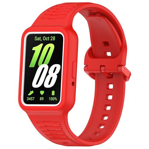 F�r Samsung Galaxy Fit 3 Silikon Ersatz Band integriertem Geh�use Rot