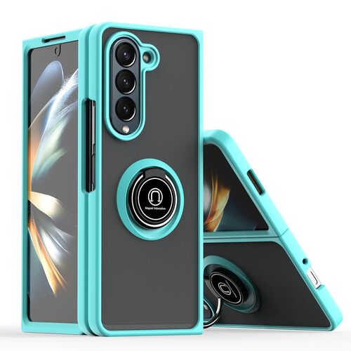 F�r Samsung Galaxy Z Fold6 Shadow Design TPU / PC H�lle Ring Hellblau