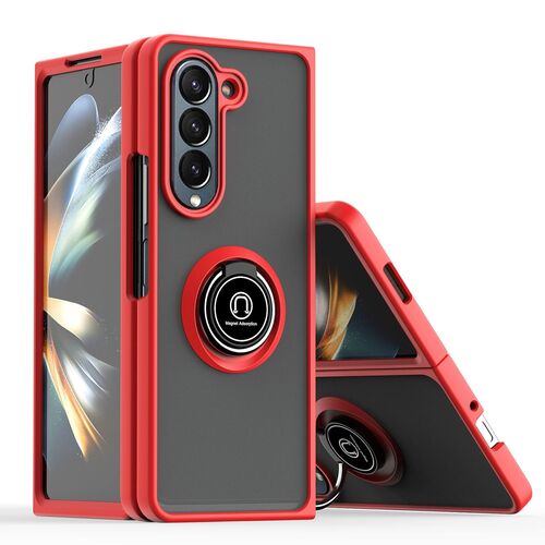 F�r Samsung Galaxy Z Fold6 Design TPU / PC H�lle Ring Rot / Schwarz