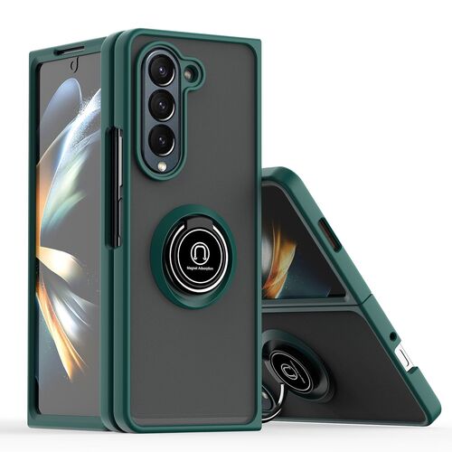 Fr Samsung Galaxy Z Fold6 Shadow Design TPU  PC Hlle Ring Dunkelgrn