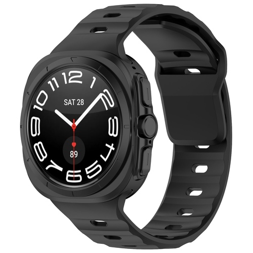 F�r Samsung Galaxy Watch Ultra 47mm Solid Color Silikon Band Schwarz