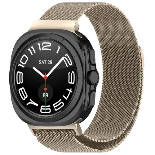 F�r Samsung Galaxy Watch Ultra 47mm Metall Mesh Ersatz Armband Beige