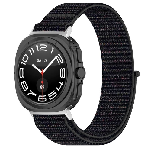 F�r Samsung Galaxy Watch Ultra 47mm Elastisches Nylon Klettverschluss Arm Band 