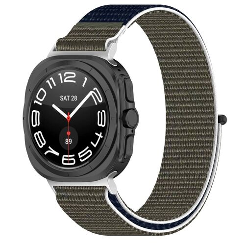 F�r Samsung Galaxy Watch Ultra 47mm Elastisches Nylon Klettverschluss Arm Band 