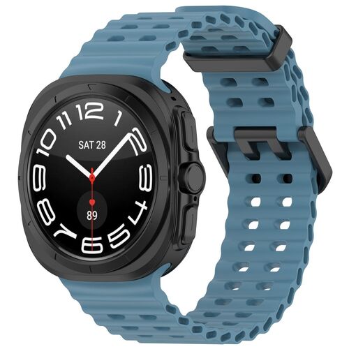 F�r Samsung Galaxy Watch Ultra 47mm Silikon Dual Schnalle Band Blau