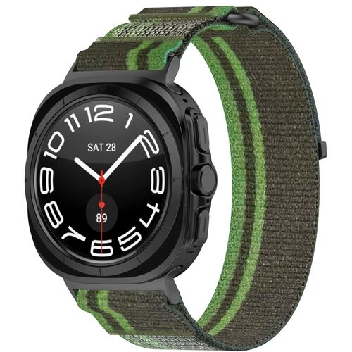 F�r Samsung Galaxy Watch Ultra 47mm Nylon Klettverschluss Arm Band M7