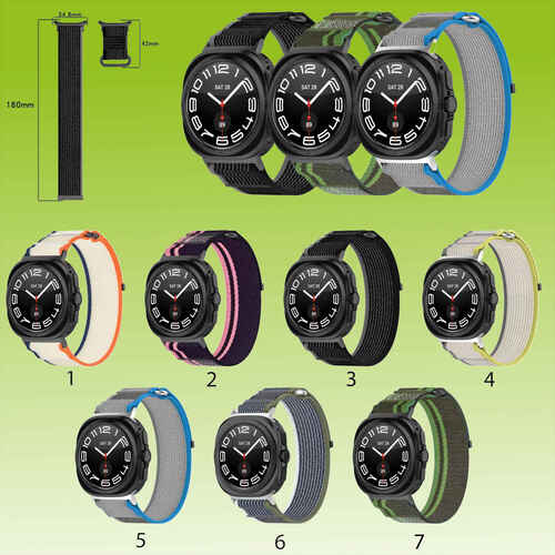 F�r Samsung Galaxy Watch Ultra 47mm Design Nylon Klettverschluss Sport Arm Band