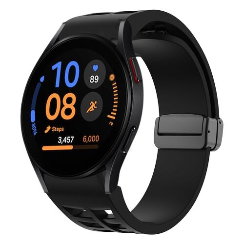 F�r Samsung Galaxy Watch FE / 6 / 5 / 4 40mm Silikon Armband Schwarz