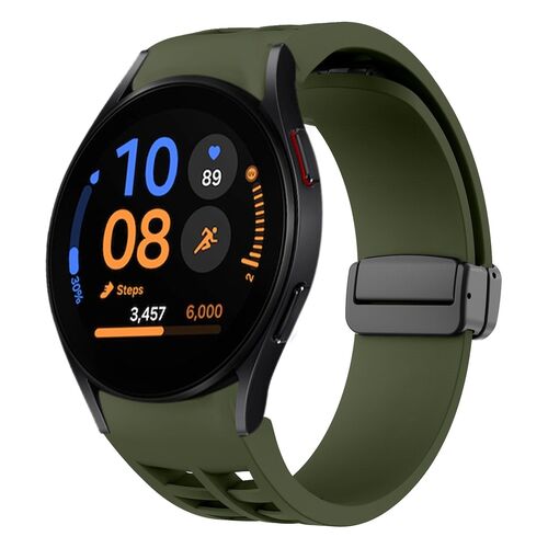 F�r Samsung Galaxy Watch FE / 6 / 5 4 40mm Silikon Armband Dunkelgr�n