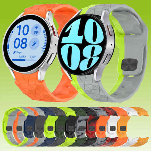 F�r Samsung Galaxy Watch FE / 6 / 5 / 4 40mm Silikon Fu�ball Design Arm Band