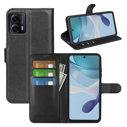 F�r Motorola Moto G85 5G Kunst-Leder Book Wallet Schutz Tasche Schwarz