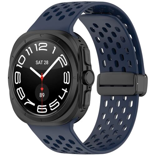 F�r Samsung Galaxy Watch Ultra 47mm Silikon Magnetisch Armband D- Blau