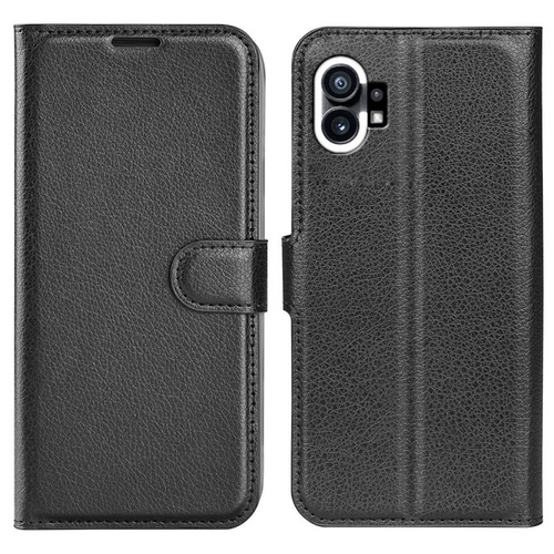 F�r Nothing Phone 1 Kunst-Leder Book Wallet Schutz Case Tasche Schwarz
