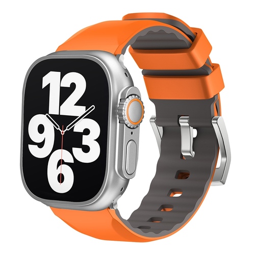 F�r Apple Watch SE 2023 44mm Two Color Silikon Sport Arm Band Orange