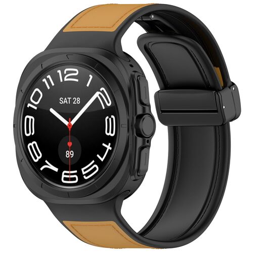 F�r Samsung Galaxy Watch Ultra 47mm Magnetverschluss Armband Braun