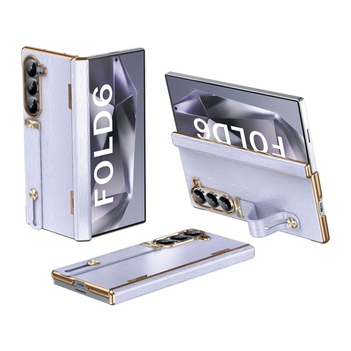 F�r Samsung Galaxy Z Fold6 H�lle mit Handschlaufe Halterung Case Lila