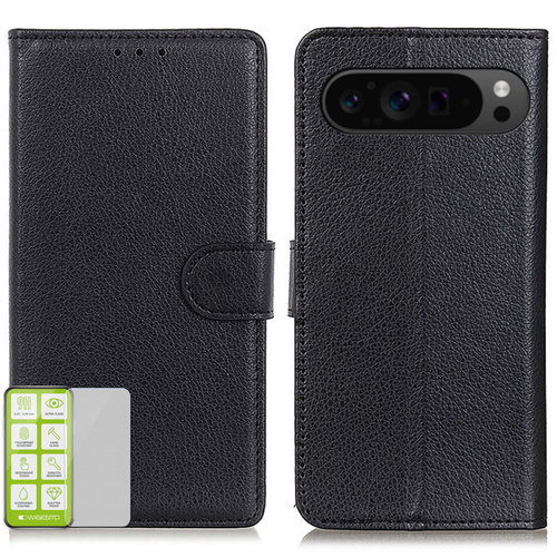 F�r Google Pixel 9 Pro XL Kunst Leder Book Wallet Tasche + Hart Glas