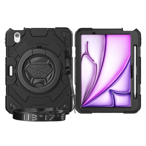 F�r Apple iPad Air 11 2024 / Air 5 4 Spider 360 Rotation H�lle Schwarz