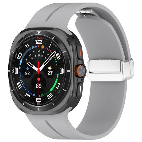 F�r Samsung Galaxy Watch Ultra 47mm Silikon Magnetisches Armband Grau