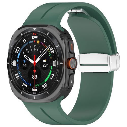 F�r Samsung Galaxy Watch Ultra 47mm Groove Silikon Armband magnetische Schnalle 