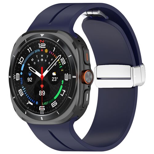 F�r Samsung Galaxy Watch Ultra 47mm Groove Silikon Armband magnetische Schnalle 
