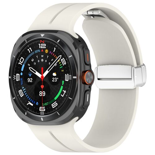 F�r Samsung Galaxy Watch Ultra 47mm Groove Silikon Armband magnetische Schnalle 