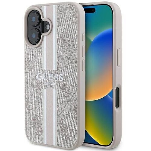 GUESS Apple iPhone 16 Hardcase Hlle 4G Streifen Design MagSafe Pink
