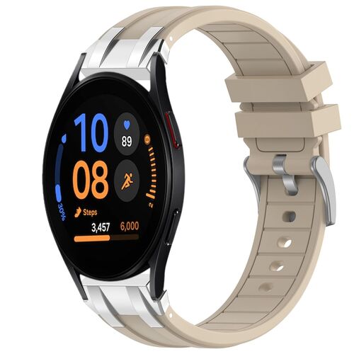 F�r Samsung Galaxy Watch FE 40mm hochwertiges Silikon Arm Band Beige