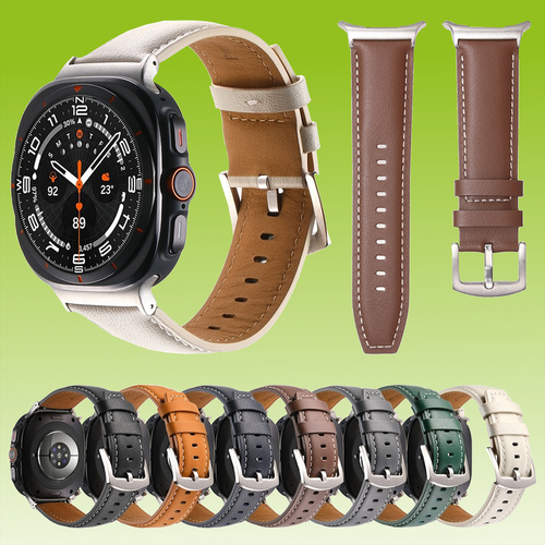F�r Samsung Galaxy Watch Ultra 47mm Hochwertiges Leder Armband Metallschlie�e
