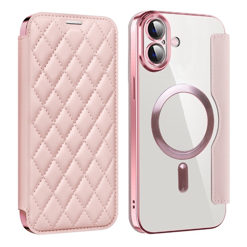 F�r Apple iPhone 16 Full Body Magsafe Kunstleder Schutz H�lle Rosa