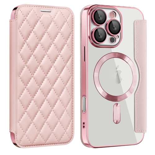 F�r Apple iPhone 16 Pro Full Magsafe Kunstleder Schutz H�lle Rosa