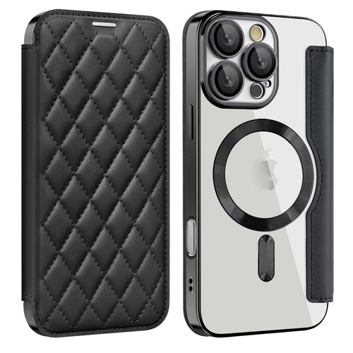 F�r Apple iPhone 16 Pro Max Magsafe Kunstleder Schutz H�lle Schwarz