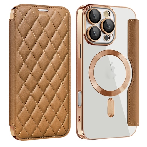 F�r Apple iPhone 16 Pro Max Full Magsafe Kunstleder Schutz H�lle Braun