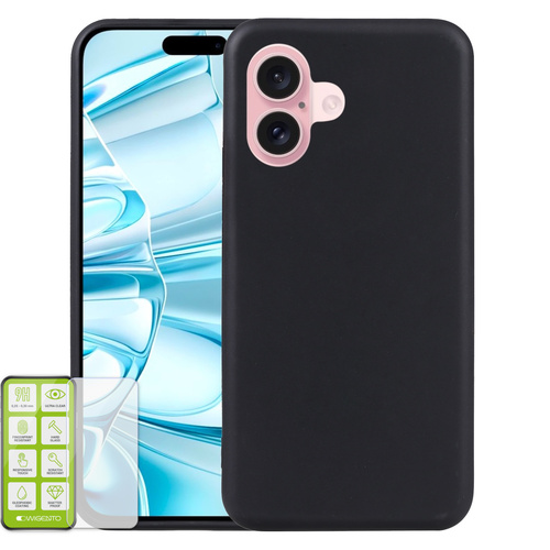 F�r Apple iPhone 16 Plus Silikon TPU H�lle Schwarz H9 Hart Glas Panzer AUSWAHL 